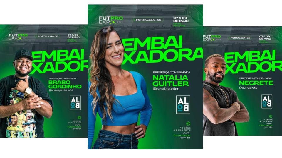 Natalia Guitler, Negrete e Brabo Gordinho são atrações confirmadas na FutPro Expo